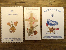 Lot de 3 images pieuses religieuses fleurs Jerusalem Bethlehem