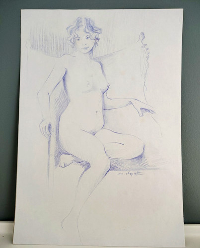 Dessin original étude nu - dessin,