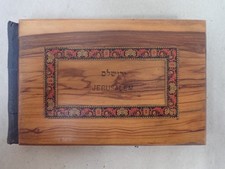 Ancien Livre en olivier marqueté - Herbier - Fleurs de terre sainte de Jérusalem