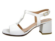 Sandales Femmes Blanches En Cuir Nappa Blanc Talon Moyen 6 CM Fabriqué En Italie