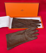 HERMÈS Gants Peau Agneau Brun