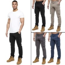 Enzo Cargo Pantalon Hommes Combat Jeans Chino Coton Vêtement Travail Tailles UK
