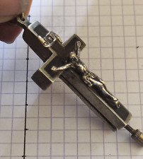 pendentif Reliquaire croix crucifix christ s'ouvrant ton argent bijou vintage