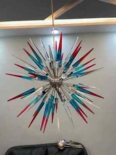 Luminaire lustre italien Spoutnik couleur acrylique de Murano milieu du siècle