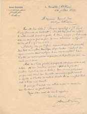 sur Joseph Peyré (1892-1968) Le Chef à l’étoile d’argent lettre autographe signé