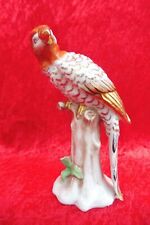 Perroquet Figurine En Porcelaine, Belle, Vieux Figurine, Rouge-Or, Dresde