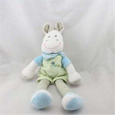 Doudou cheval vert bleu blanc