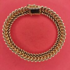 Gourmette maille américaine vintage GL plaquée or jaune 18k avec poinçon.