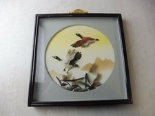 Ancien tableau, canards avec véritables plumes, sur aquarelle