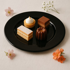 Plat de service en verre, plat à gâteau artisanal rond design italien Ø 32 cm