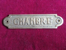 Plaque Enseigne  en laiton de Porte d' intérieur ChAMBRE