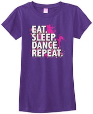 Threadrock Girls Eat Sleep Dance Repeat Fitted T-shirt Dancing Dancer Team