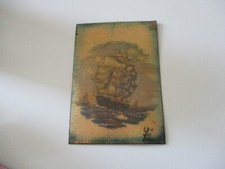 EMAIL PEINT BATEAU EN MER SUR CUIVRE ANCIEN XVIII°