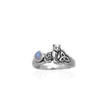 Chat 925 Bague en Argent Fin