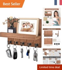 Porte-Clés Mural Kldgris, Bois Vintage, 5 Crochets, Idéal pour Entrées