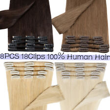 AAAA EXTENSIONS A CLIPS CHEVEUX NATURELS REMY 49-60-66 CM 8 BANDES ÉPAISSES Neuf