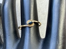 Bague en or massif 18 carats - saphir bleu - taille 53