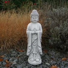 Statuette en pierre de Bouddha gardien du temple 60 cm 17 kg gris béton blanc...