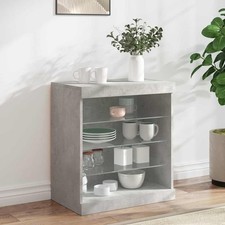 Buffet avec Lumières LED Armoire Rangement Salle de Séjour Chêne Marron vidaXL