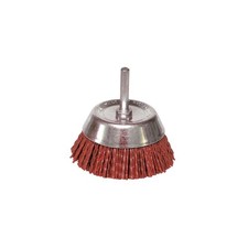 Brosse conique sur tige fil nylon pour décapage doux bois/métal - D. 75 mm - Q.