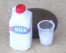 Maison de Poupées Étiqueté Plastique Carton Lait & Verre 1:12 Miniature Tumdee