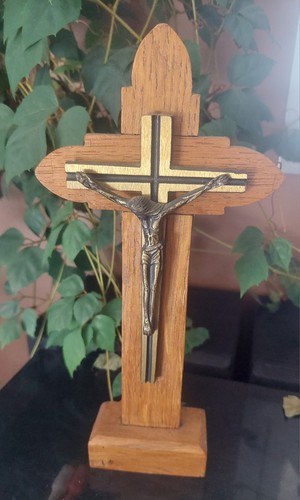 Ancien crucifix autel bois - d'autel,