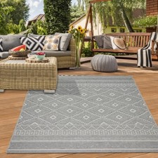 Tapis Intérieure et Extérieure Sisal Balcon Cuisine Salon ZigZag Rhombus gris