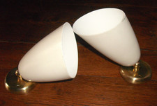 Paire d'anciennes appliques en laiton et abat jour métal années 50/60