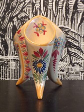 VASE céramique-HB HENRIOT-Bouquetière QUIMPER-Triple cornet-vintage 1960