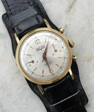 Montre chronomètre chronographe Vulcain 1950 plaqué or Venus 210 BEA25MON002