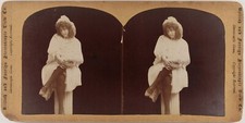 Femme sur une colonne antique Beauté c1890 Photo Stereo UK Vintage 