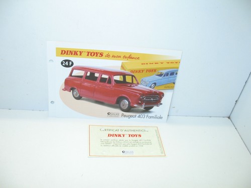 Fiche certif dinky toys - fiche, +