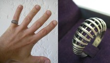 TAILLE 51 bague ajourée cage en Argent MASSIF 925  4gr N°113 solid silver ring