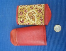 V46 Etui Cigarette Cigare Porte Monnaie Cuir Tissu Brodé Ancien