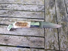 COUTEAU LAGUIOLE DE CHASSE ANCIEN LAME DAMAS ACIER TREMPE BELLE QUALITE 21 CM 