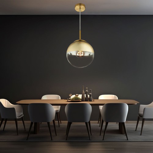Lampe suspendue verre doré - lampe, en