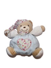 Doudou ours bleu Coeur Bonnet