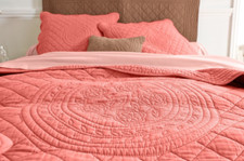 Boutis Plaid Colombine 150x150 Coton Corail NEUF+ETIQUETTE