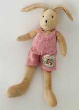6101?OCCASION 29cm Doudou Peluche Lapin Grande Famille MOULIN ROTY Rouge Beige