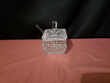 Ancien pot à moutarde en verre ou cristal taillé tchèque - XXe