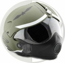 Ouvert Scooter Moto Casque Osbe Gpa Aviation TORNADO Vert + Masque Armée