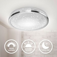 Plafonnier LED décor étoilé 15W 4000K finition chrome Ø329mmm éclairage plafond 