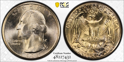1935 washington quarter pcgs - quarter,