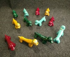 12 Repose Couteaux Zoomorphes Céramique Vintage Vallauris Multicolore