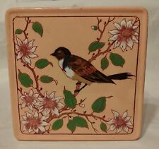 Ancien dessous de plat en émaux de Longwy décor d'Oiseaux