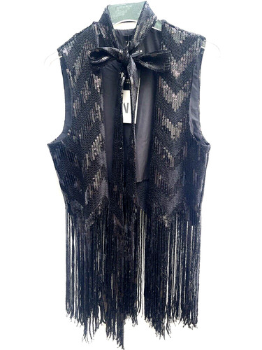 Zara black sequin waistcoat - zara,