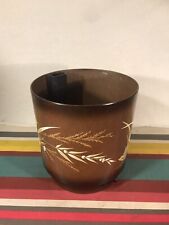 Cache Pot Plantes TISSOT Plastique Marron + Dessin Fleurs + Réservoir Vintage