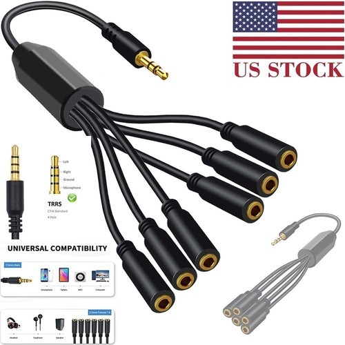 Way headphone splitter - 1-to-6,