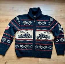 ? RARE RRL Motorcycle Winged Piston Knit Zip Sweater Wool Cardigan Size XL NEW