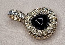 PIERRE BALMAIN vintage pendentif STRASS AND CABOCHON NOIR signé 